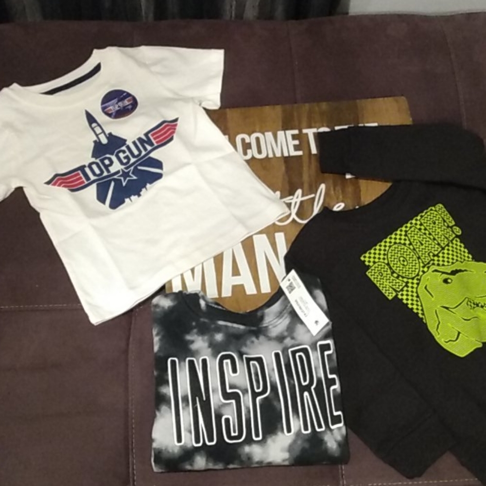Top Gun Dino Roar and Trendy "Inspire" Toddler Shirts